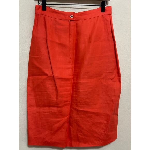 Max Mara Linen Skirt Women's Size 10 Orange Pencil Knee Length Straight Colorful - Picture 11 of 11